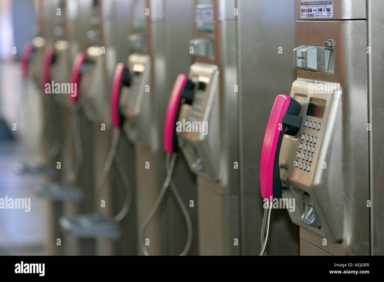 Row of public telephones of the German Telekom Stock Photo
