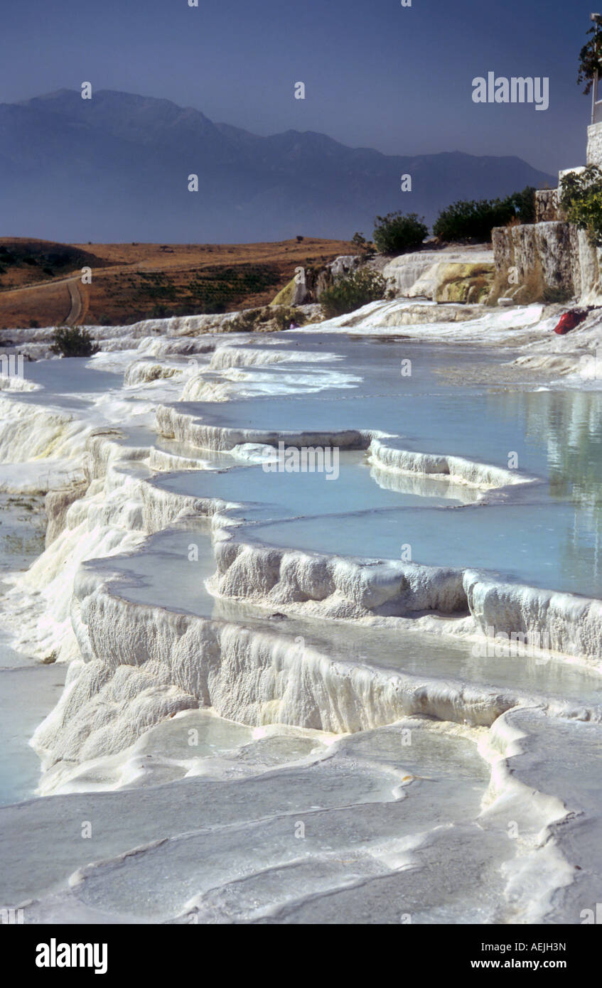 Calcsinter terraces of Pamukkale, the Mediterranean, Turkey Stock Photo Alamy