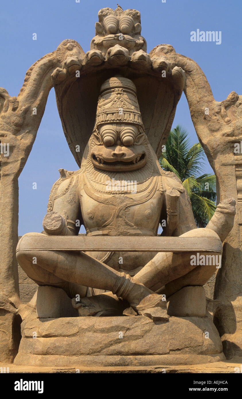 Lakshmi Narasimha Statue Hampi Karnataka India Stock Photo