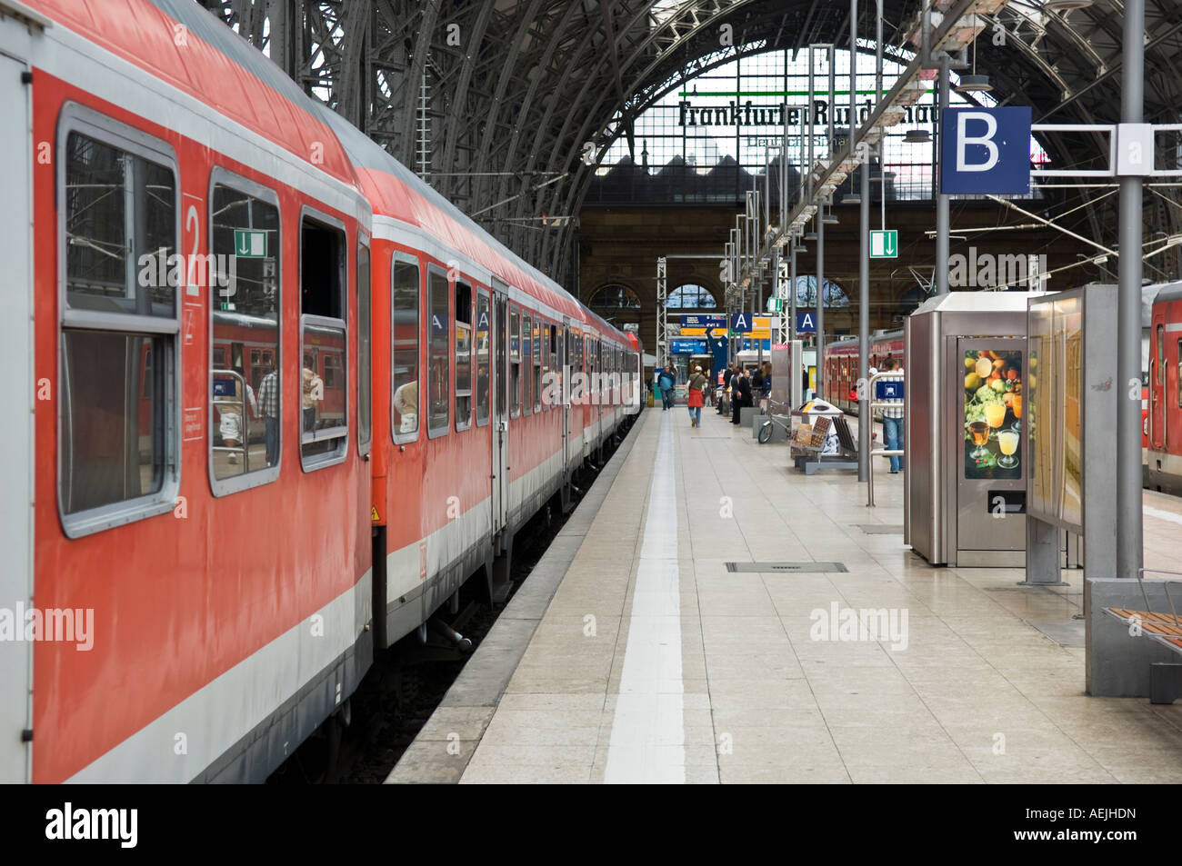 Train at departure platform, Frankfurt, Hesse, Germany Stock Photo