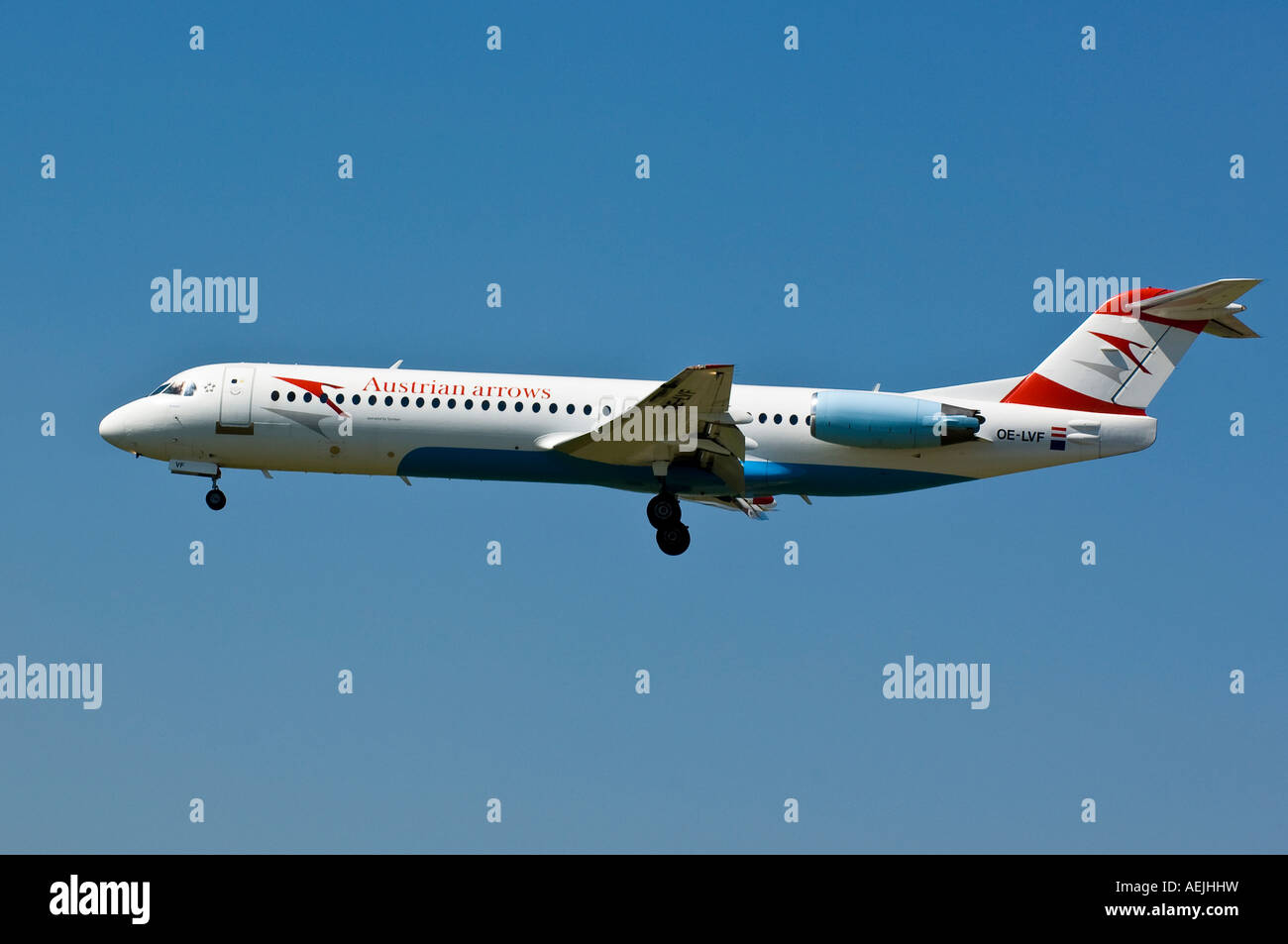 Fokker 100, Austrian arrows Stock Photo