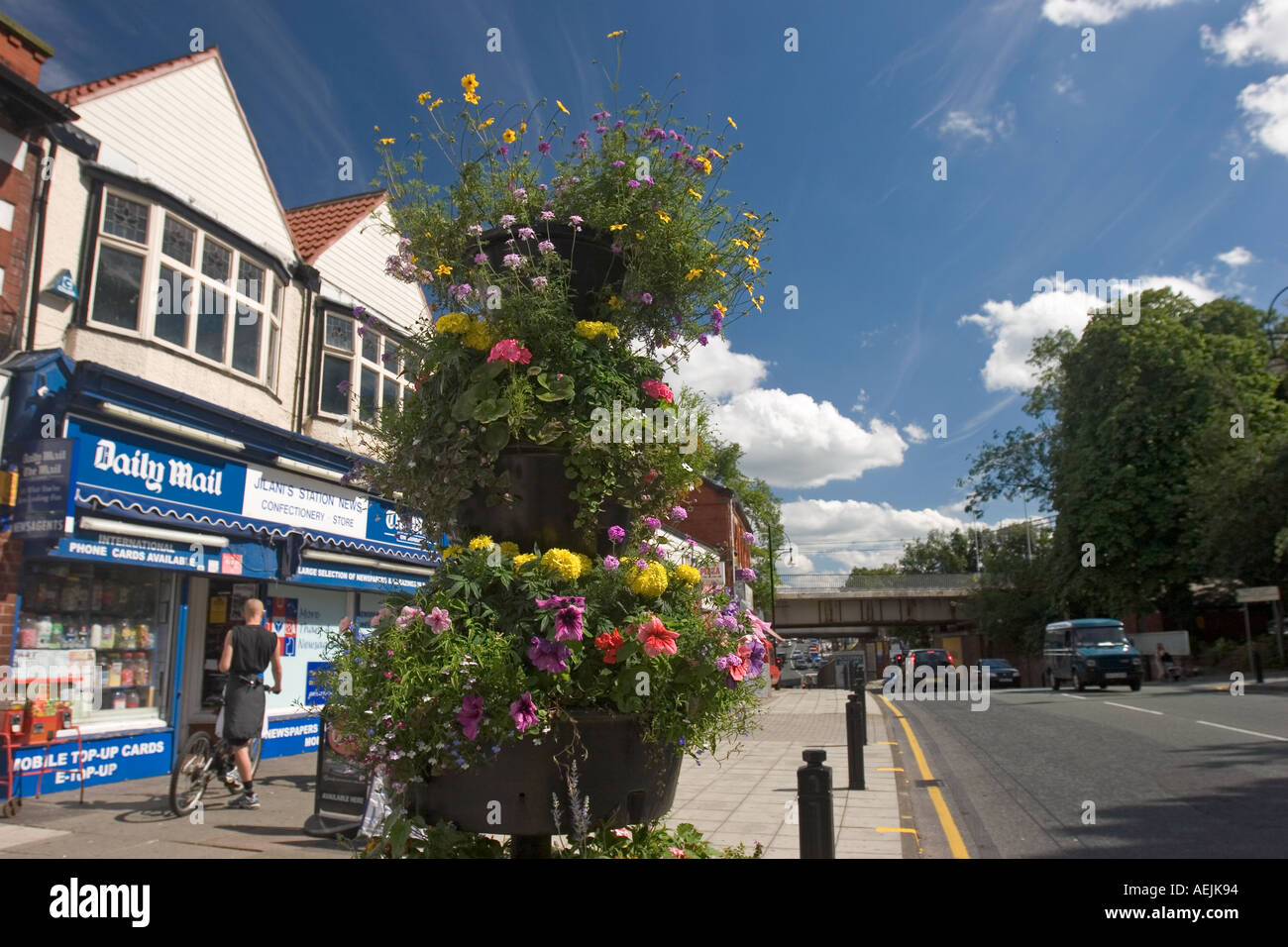 England Cheshire Stockport Cheadle Hulme Station Road shops Stock Photo