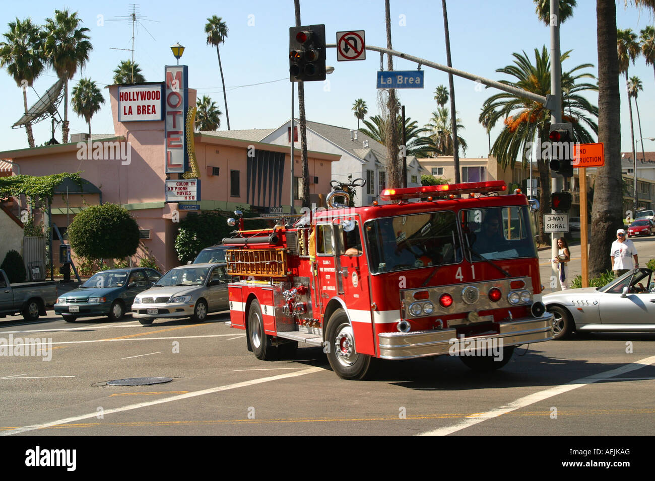 Fire-fighter in Hollywood Los Angeles California United States of America USA Stock Photo