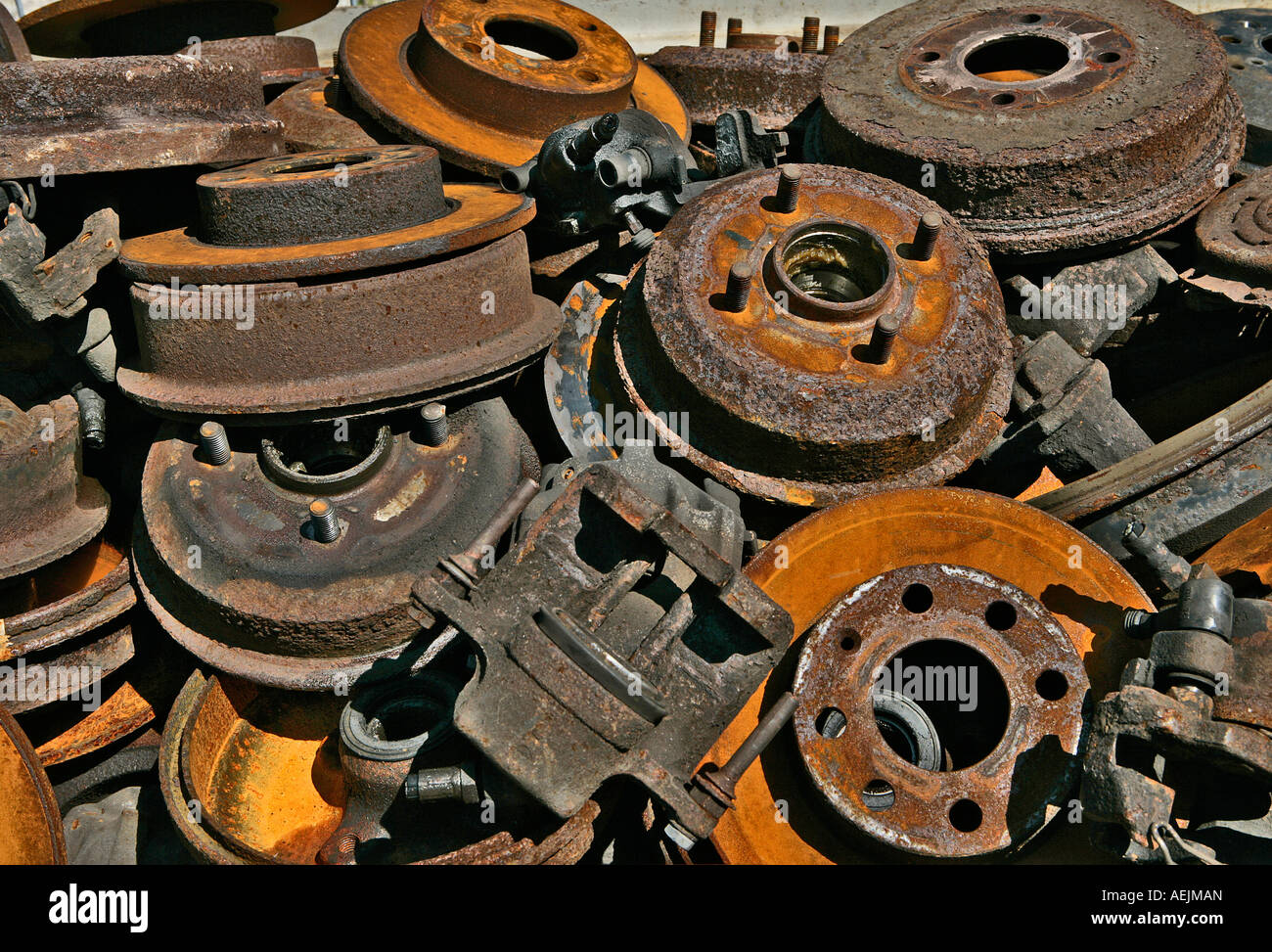 Rusty brake drumms, scrap Stock Photo Alamy