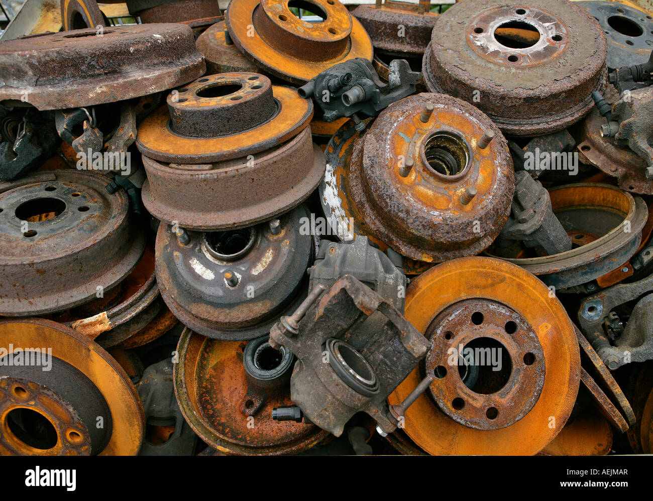 Rusty brake drumms, scrap Stock Photo Alamy