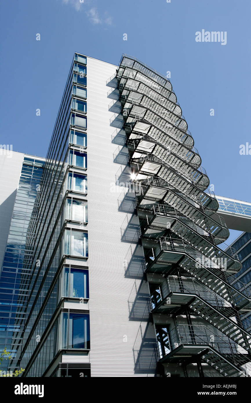 Fire escape at the office block of the Deutsche Telekom AG, Munich, Bavaria, Germany Stock Photo