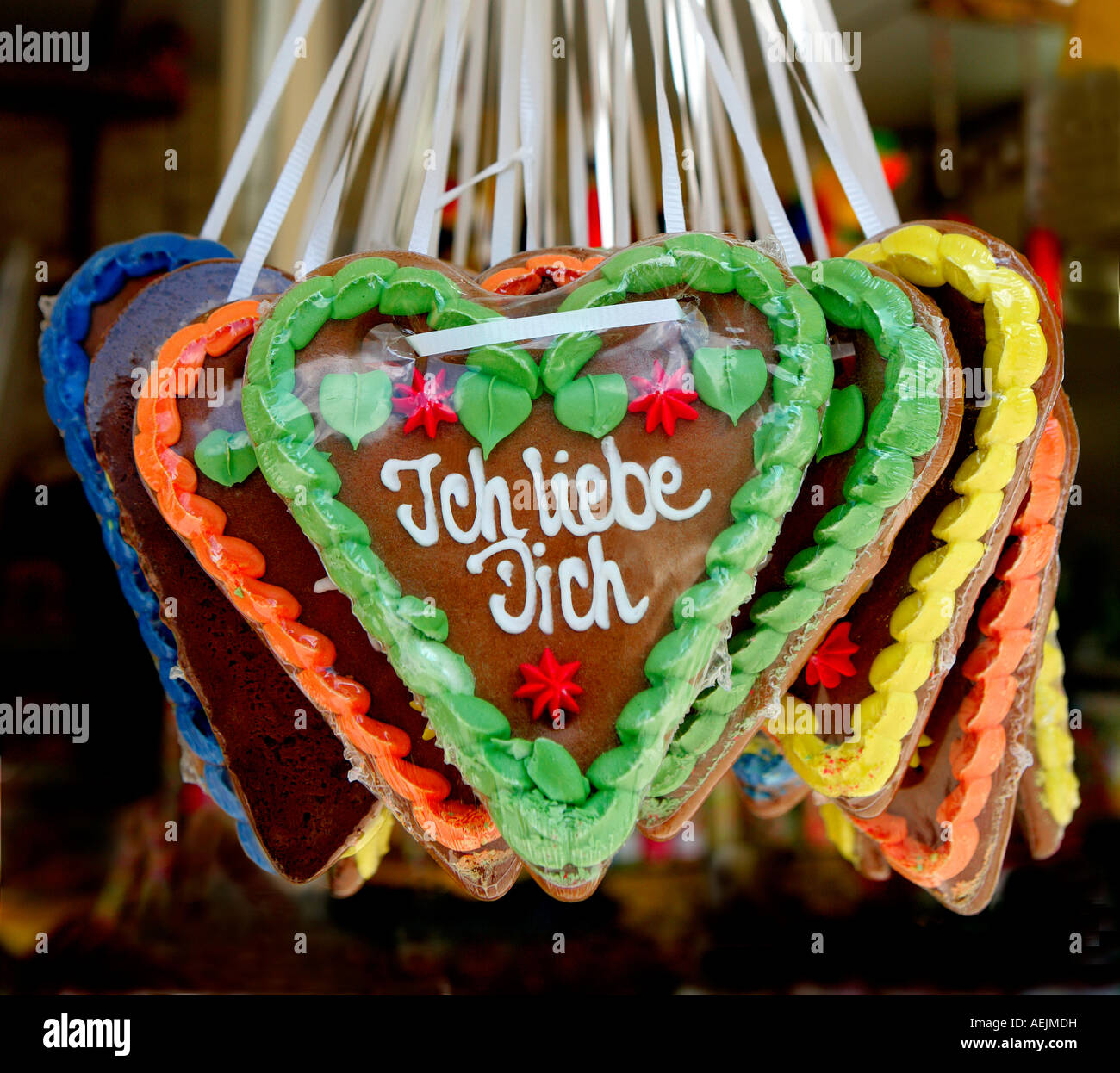 Gingerbread heart, Auer Dult, Munich, Bavaria, Germany Stock Photo