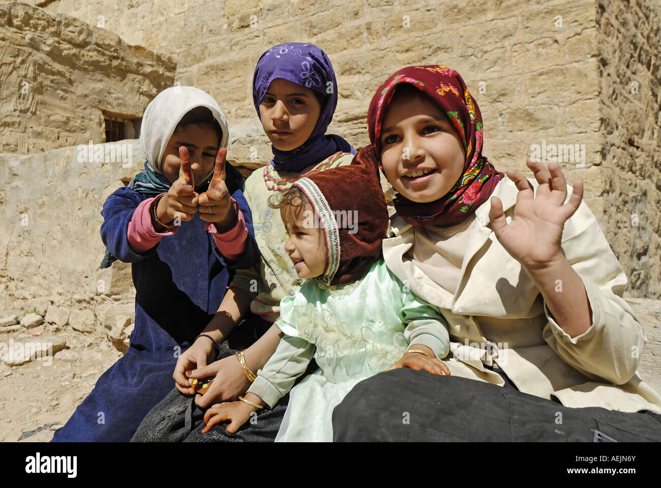 Children in Habbaba, Yemen Stock Photo