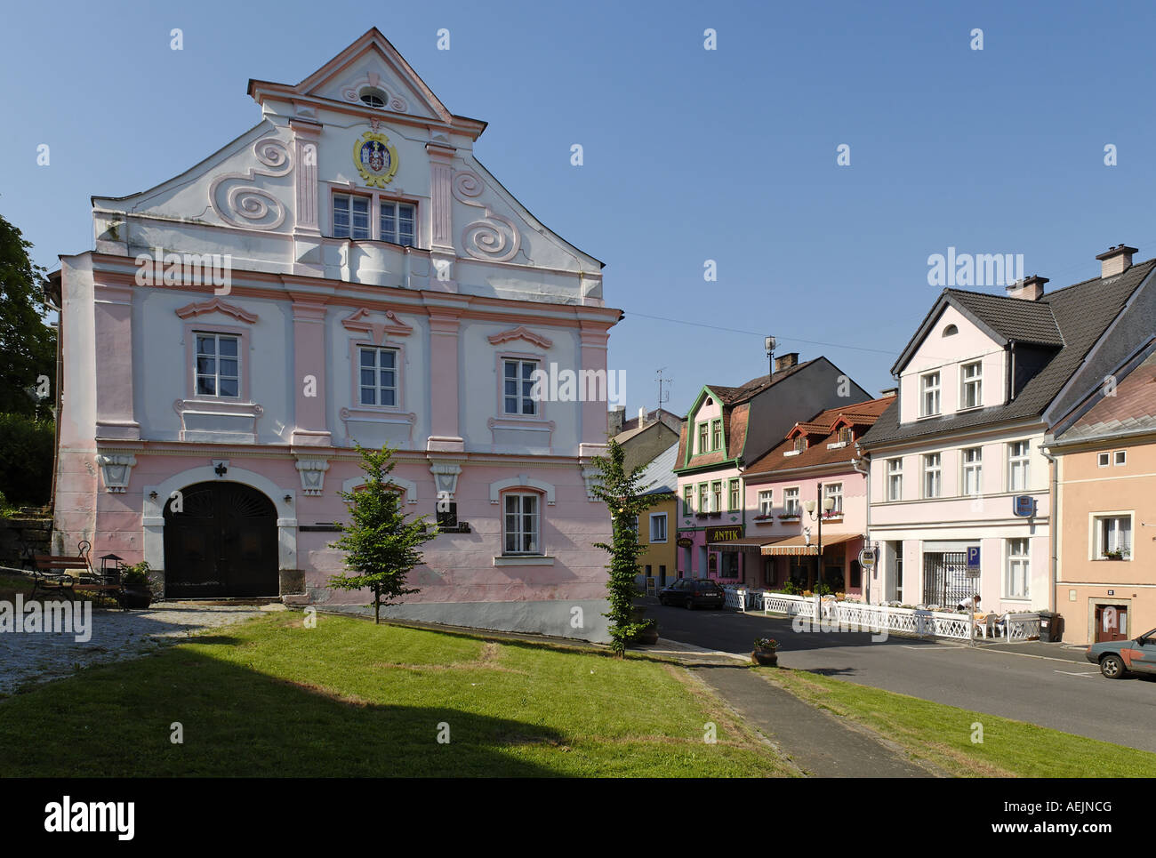 Historic old town of Becov nad Teplou, Bohemia, Czech Republic Stock Photo