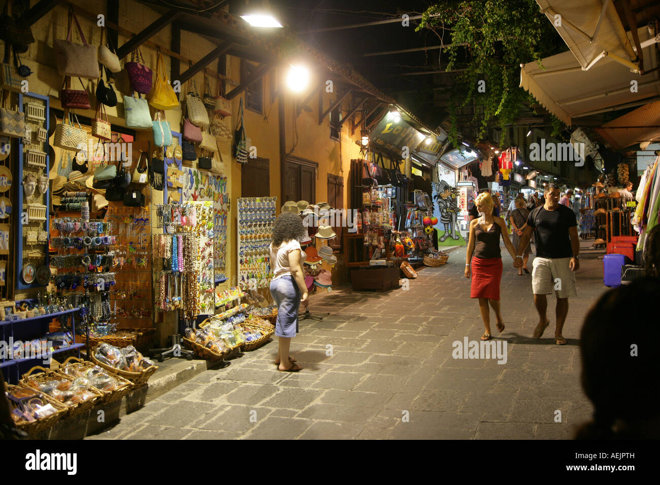 Souvenir shop in the oldtown of rhodes, Greece, Europe Stock Photo