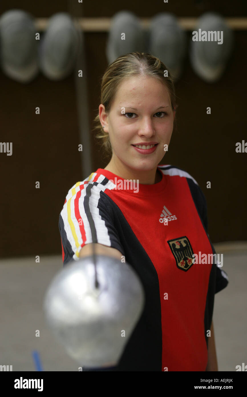 Alexandra Bujdosó , Member of the german sabre fencing team Stock Photo