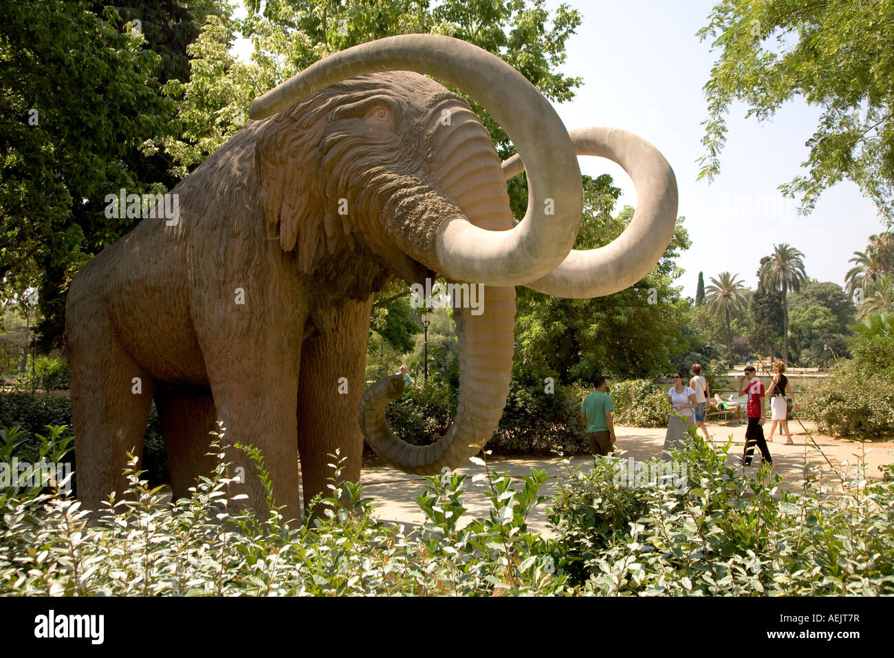 Statue of a mammoth, Parc de la Ciutadella, Barcelona, Catalonia, Spain Stock Photo