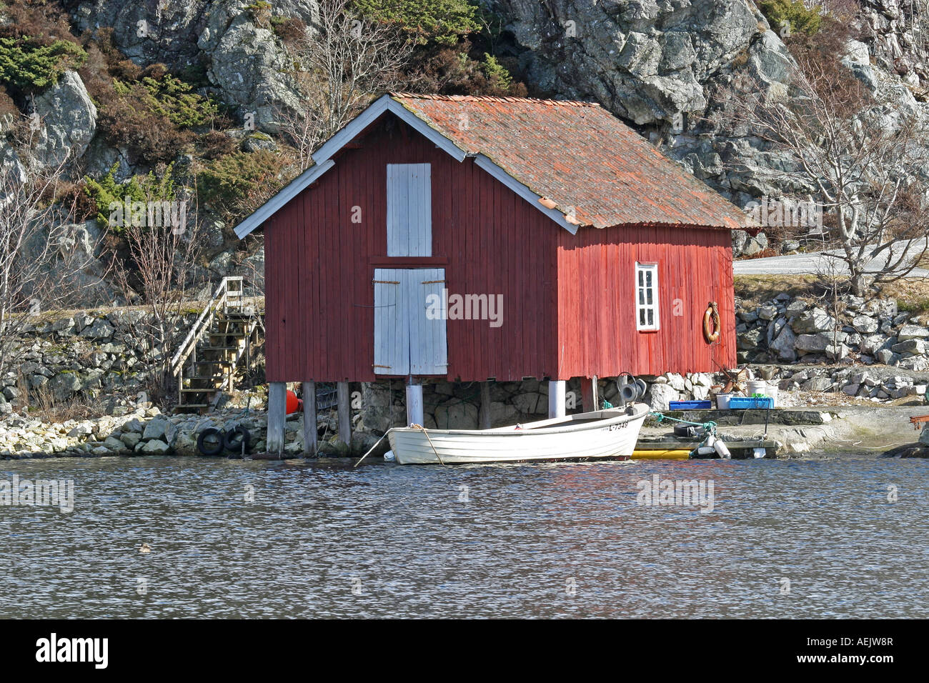 Fisher hut, Egersund, Norway Stock Photo
