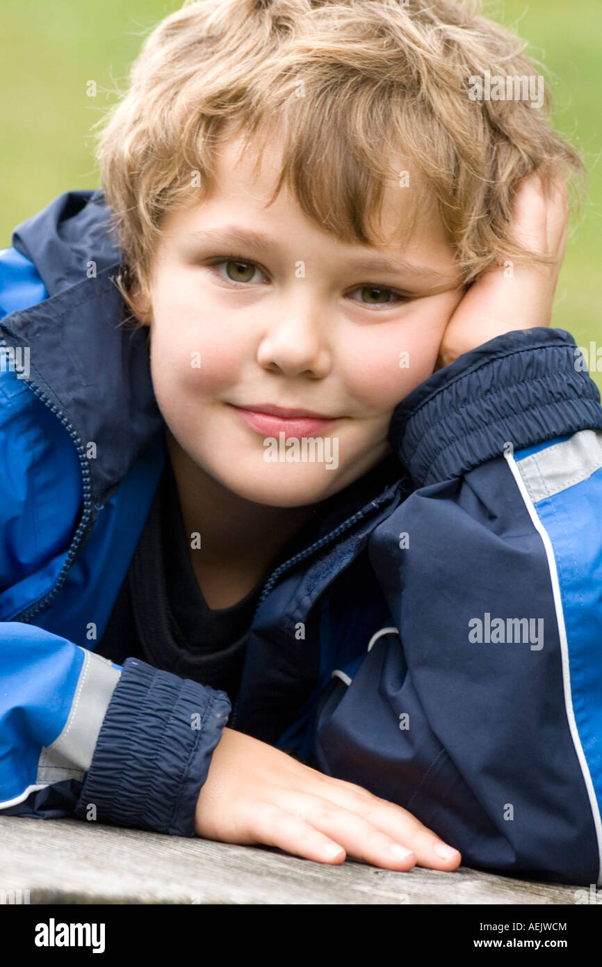 8 year old boy Stock Photo