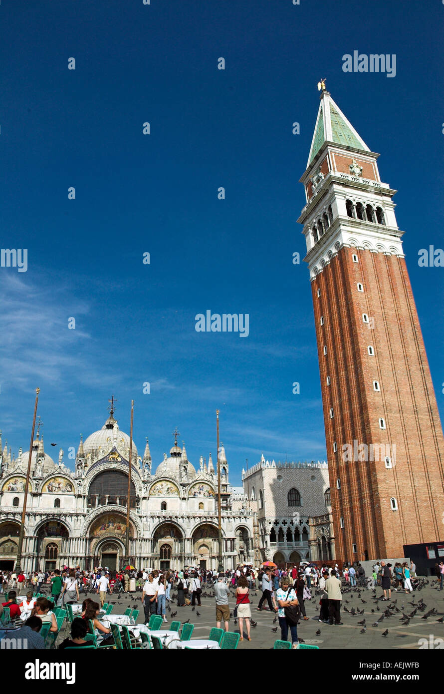 The Campanile and St Mark s Basilica Venice Stock Photo