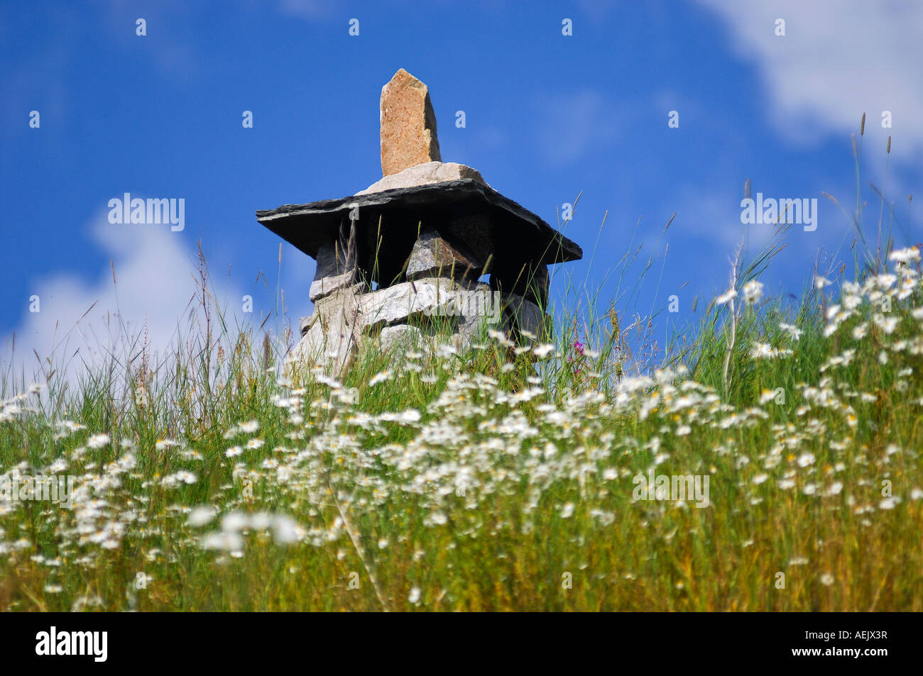 Roof covered with grass, chimney, Gausdal, Oppland, Norway, Scandinavia, Europe Stock Photo