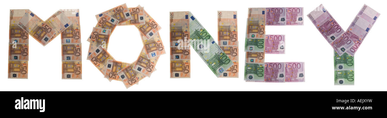 Money, written with bank notes Stock Photo