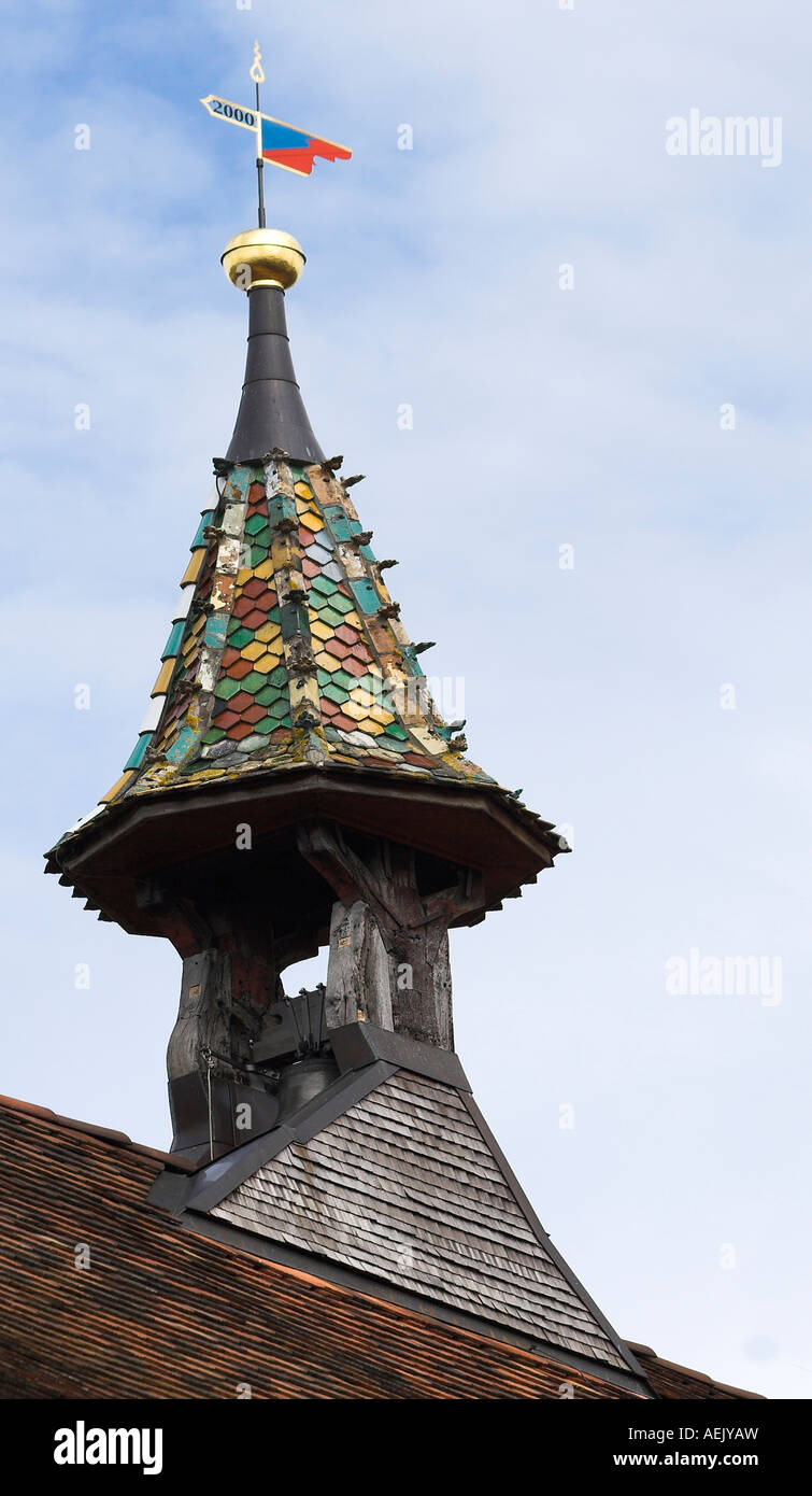 Little tower with bell on building roof, Stein am Rhein, canton Schaffhausen, Switzerland Stock Photo