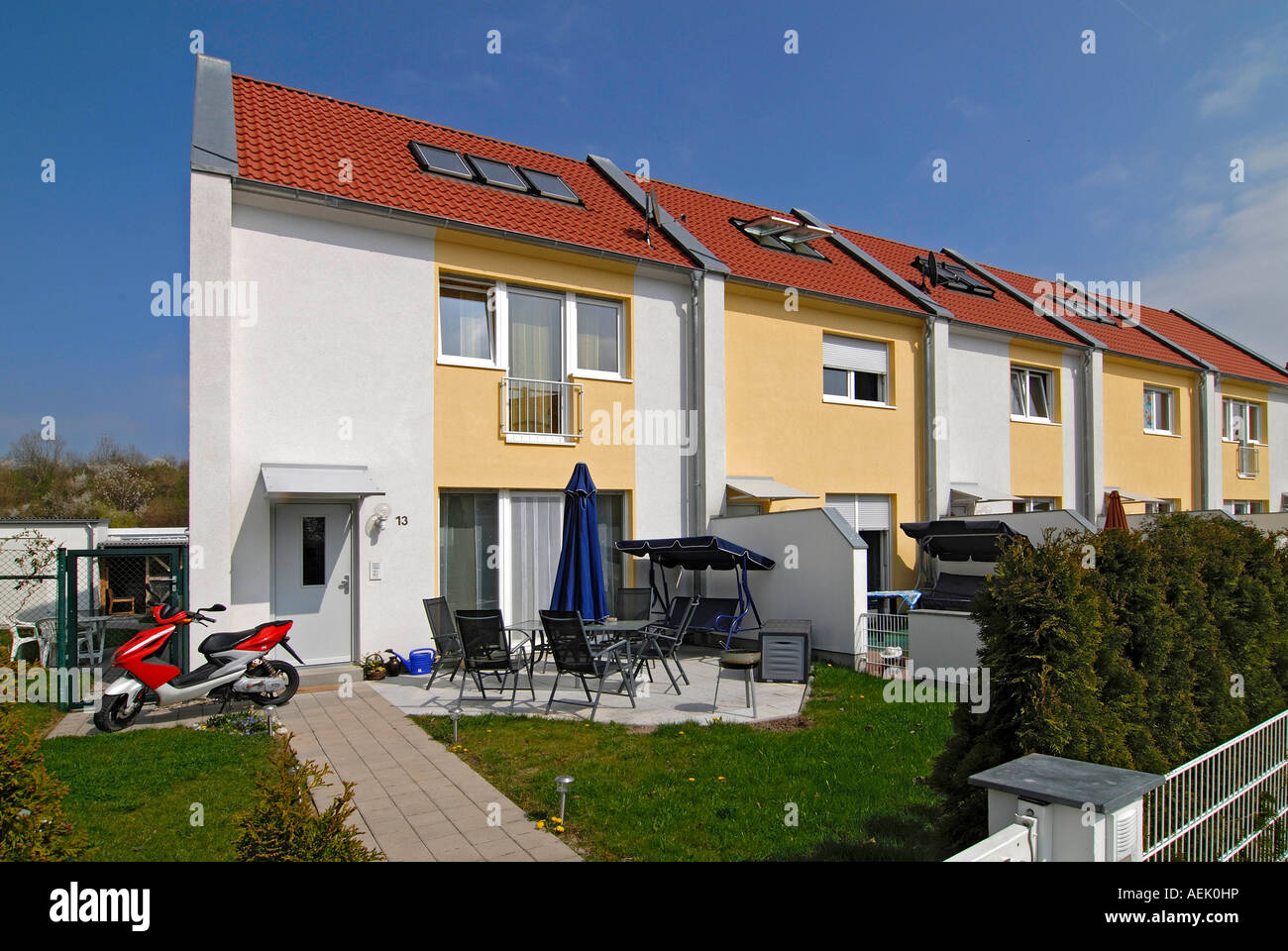 Row houses in Hassfurt, Lower Franconia, Bavaria, Germany Stock Photo