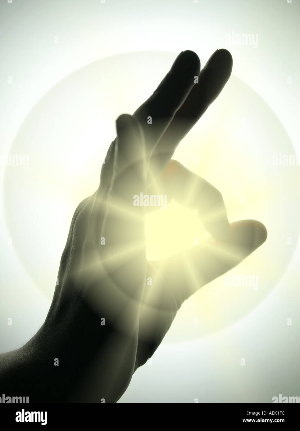 A OK symbol with sunlight streaming through Stock Photo