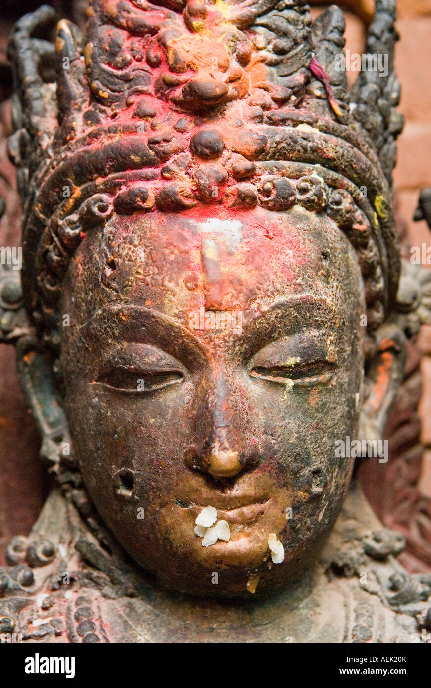 Historic bronce statue, Golden Temple Kwa Bahal, Patan, Kathmandu, Nepal Stock Photo