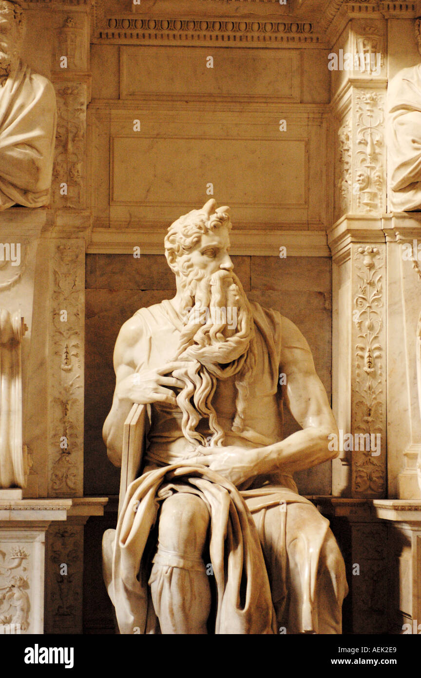 Italy, Rome, Moses by Michelangelo, San Pietro in Vincoli Stock Photo