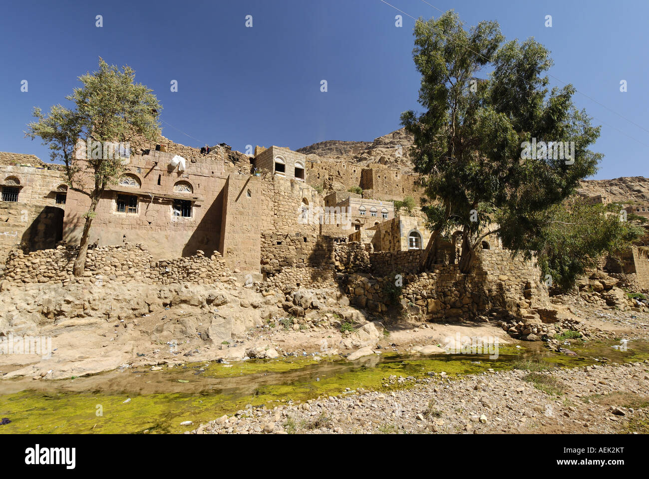 Mountain village, jemenian highland, Yemen Stock Photo
