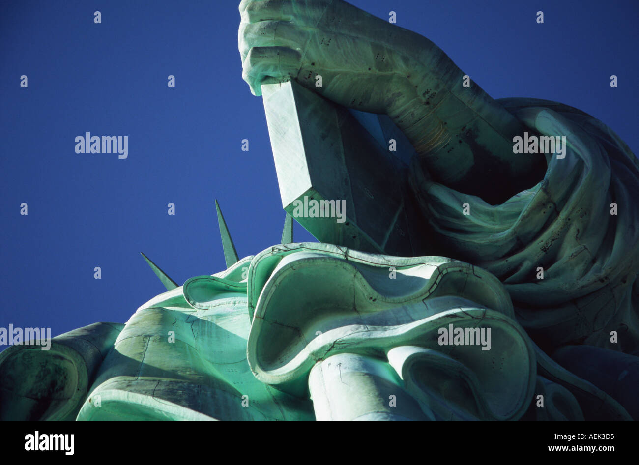 Glance at the Statue of Liberty on Liberty Island showing the tablet in