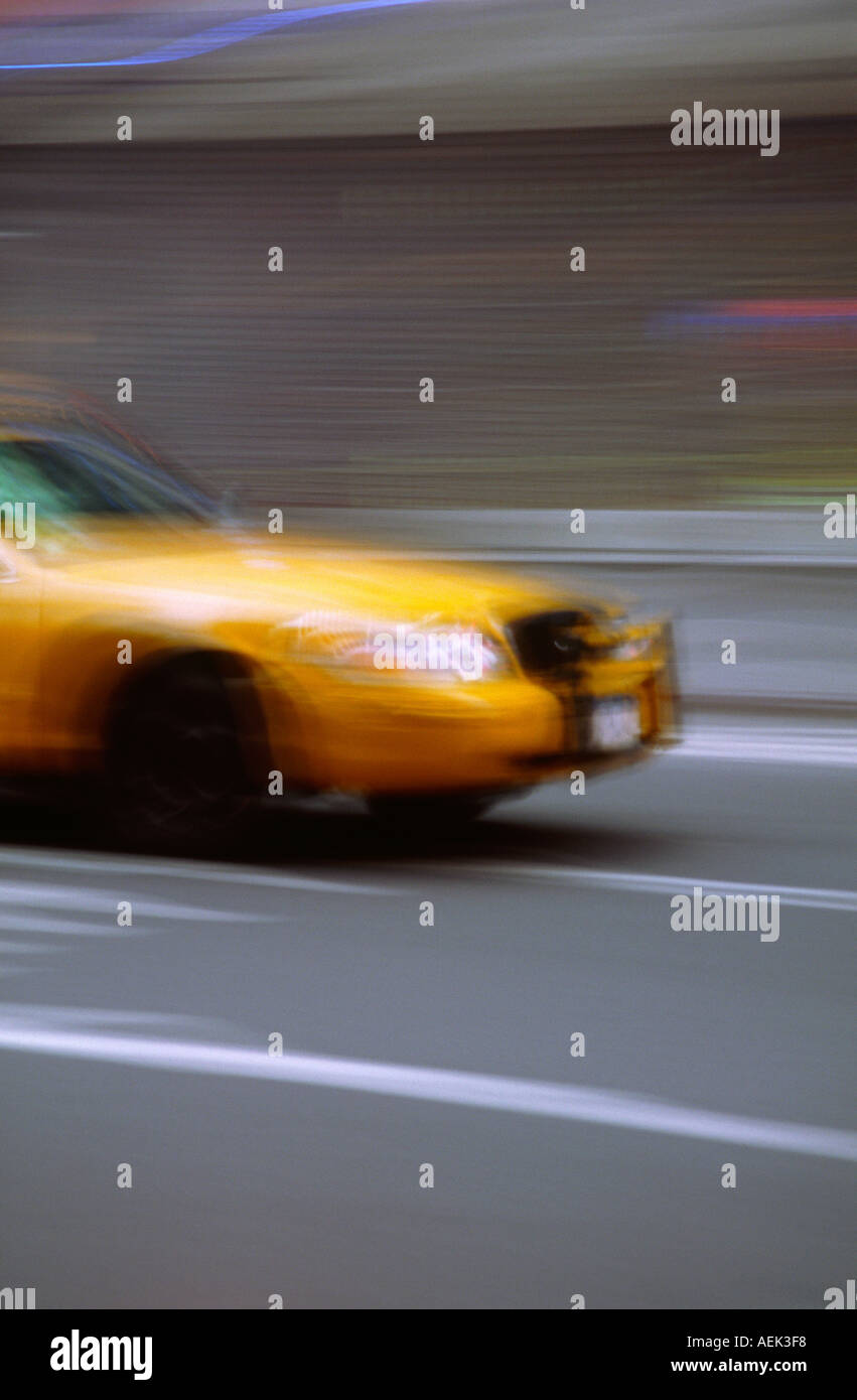 cab passing by in New York City Stock Photo