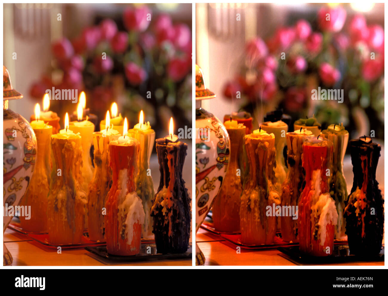 Before and after candles Stock Photo Alamy