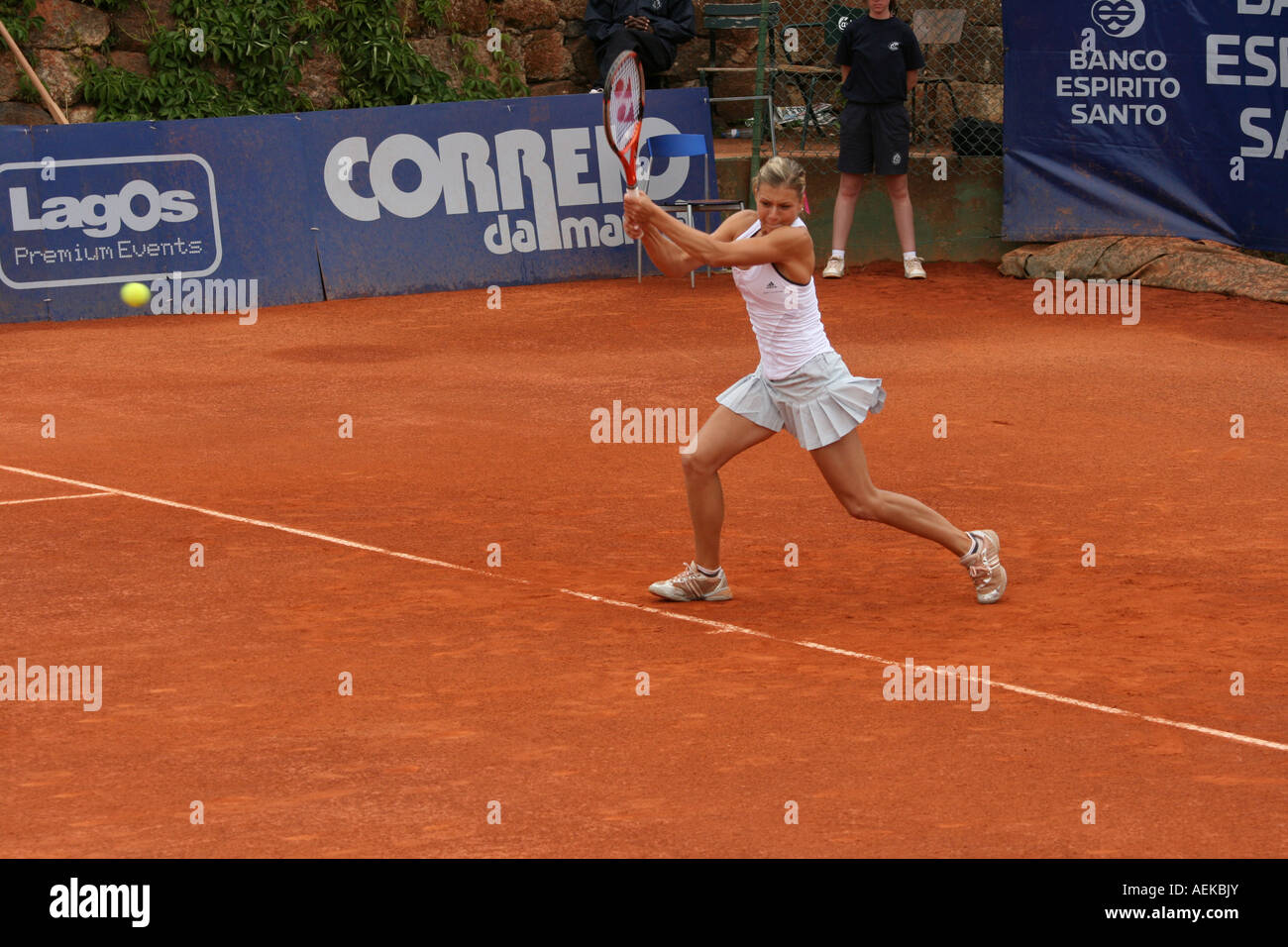 Estoril Open 2007 - Women's 1st round - Nika Ozegovic vs Maria Kirilenko Stock Photo