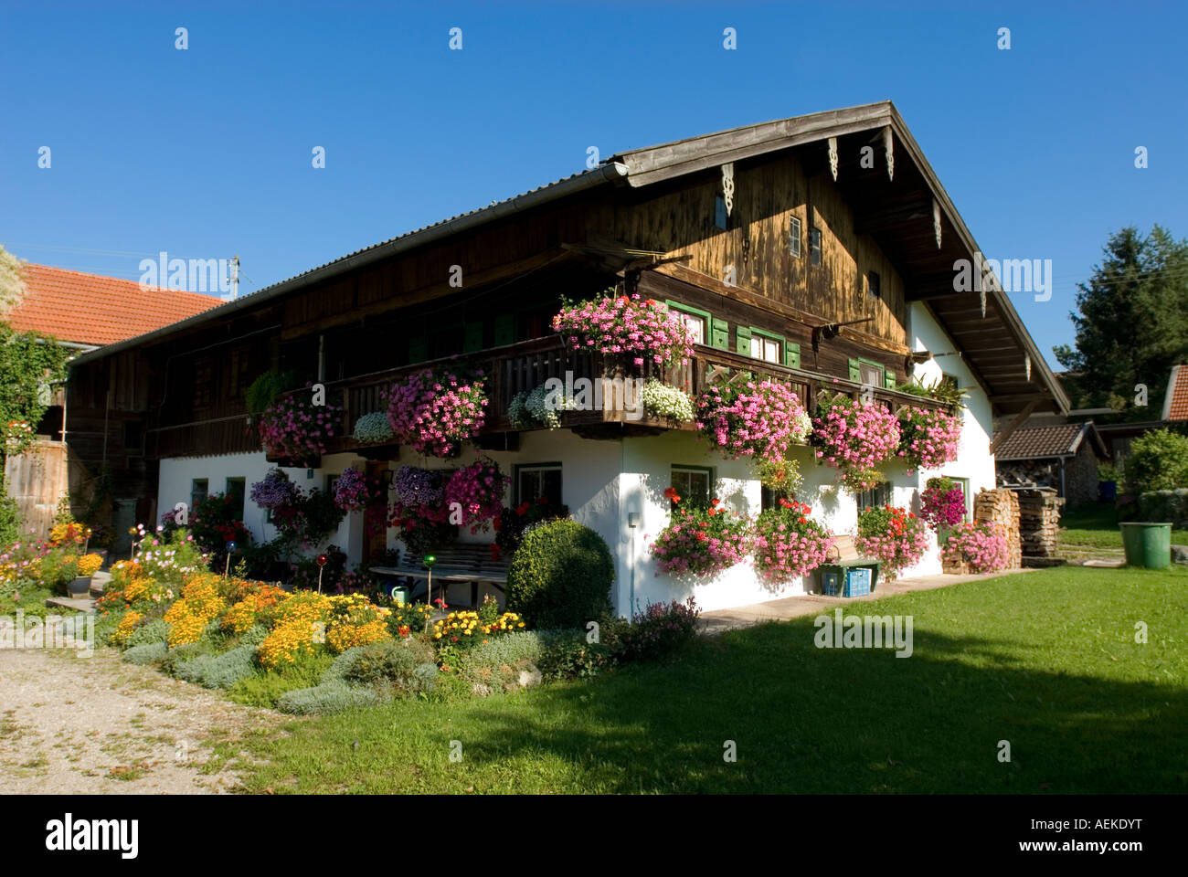 Bavaria germany traditional balcony flowers hi-res stock photography ...