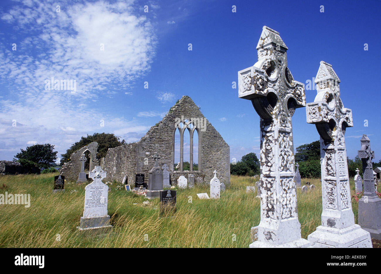 Saints Island Augustinian monastery ruins medieval County Longford Lough Ree Eire Ireland Stock Photo