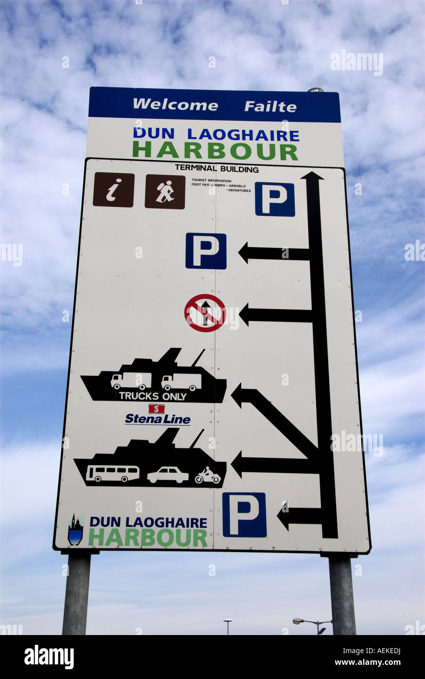 Entrance Sign for Dun Laoghaire Port, Ireland Stock Photo