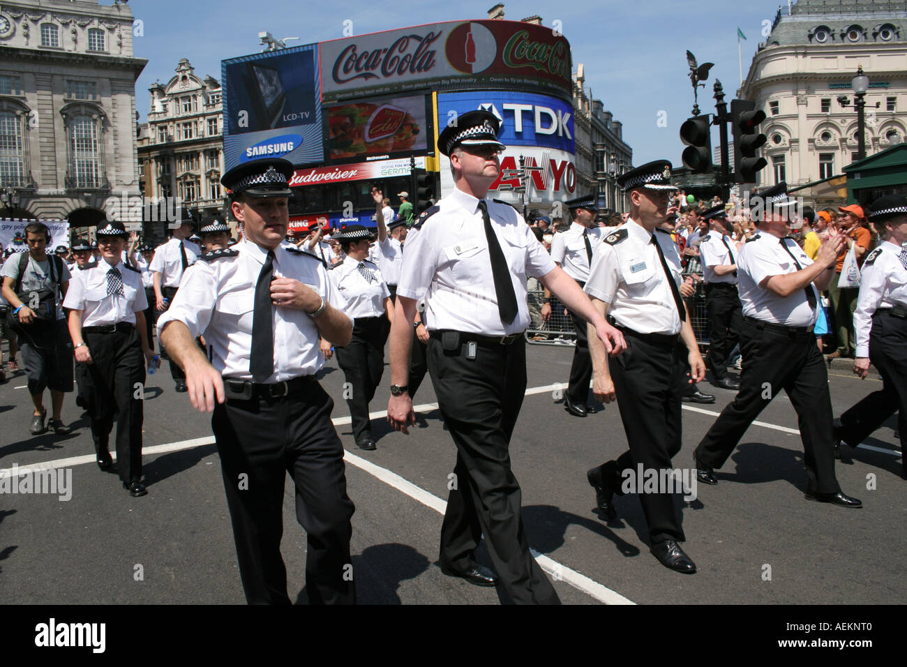 Gay policeman Euro pride procession Oxford Street London 2006 Stock Photo