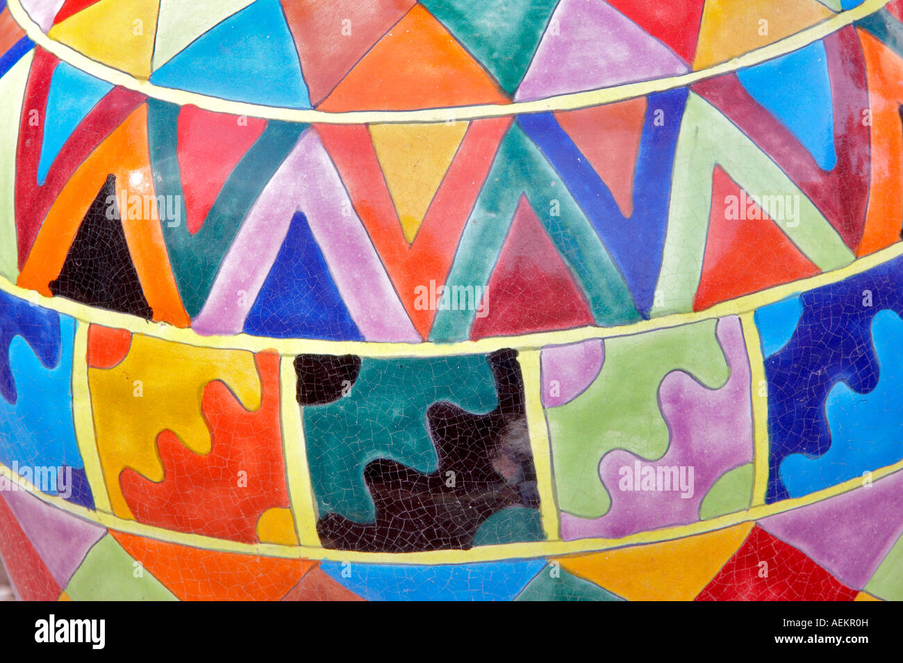 Close up of colorful pots Tubac Arizona Stock Photo
