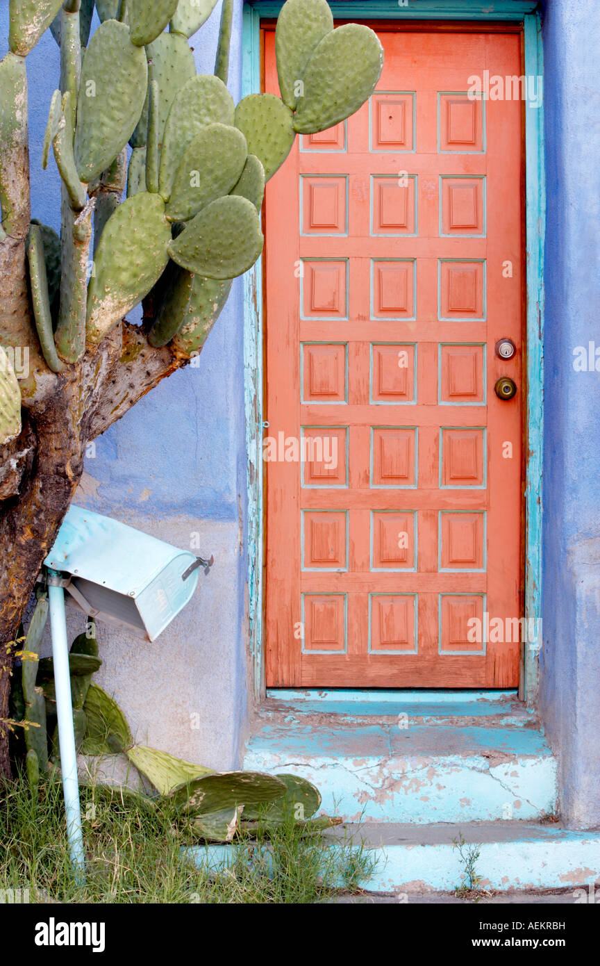 Old door and mailbox Tucson Arizona Stock Photo