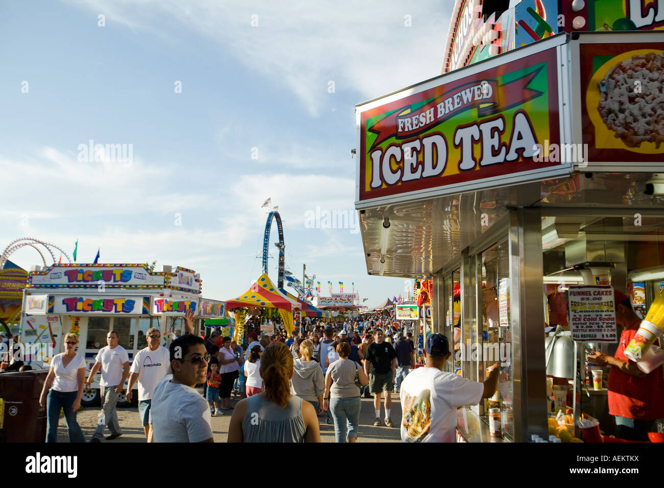 ILLINOIS Grayslake Fast food and ticket booth people crowd walkway at
