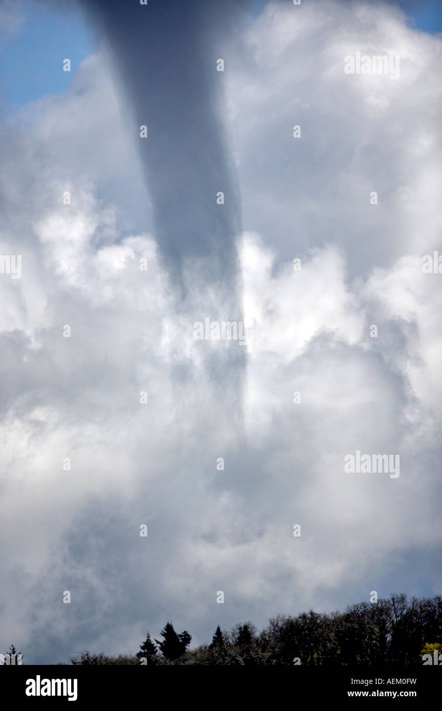 Funnel cloud in storm Near Alpine Oregon Stock Photo