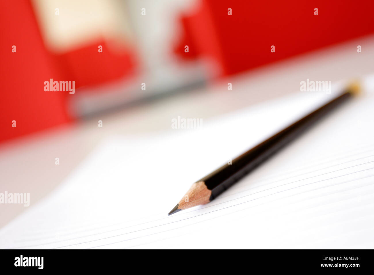 Close up of a pencil on a coference table Stock Photo