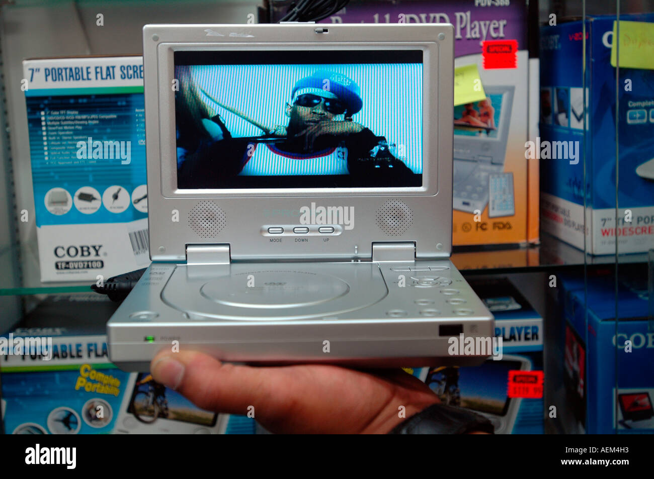 Portable DVD player at Beat Street Records in Brooklyn in NYC Stock Photo -  Alamy
