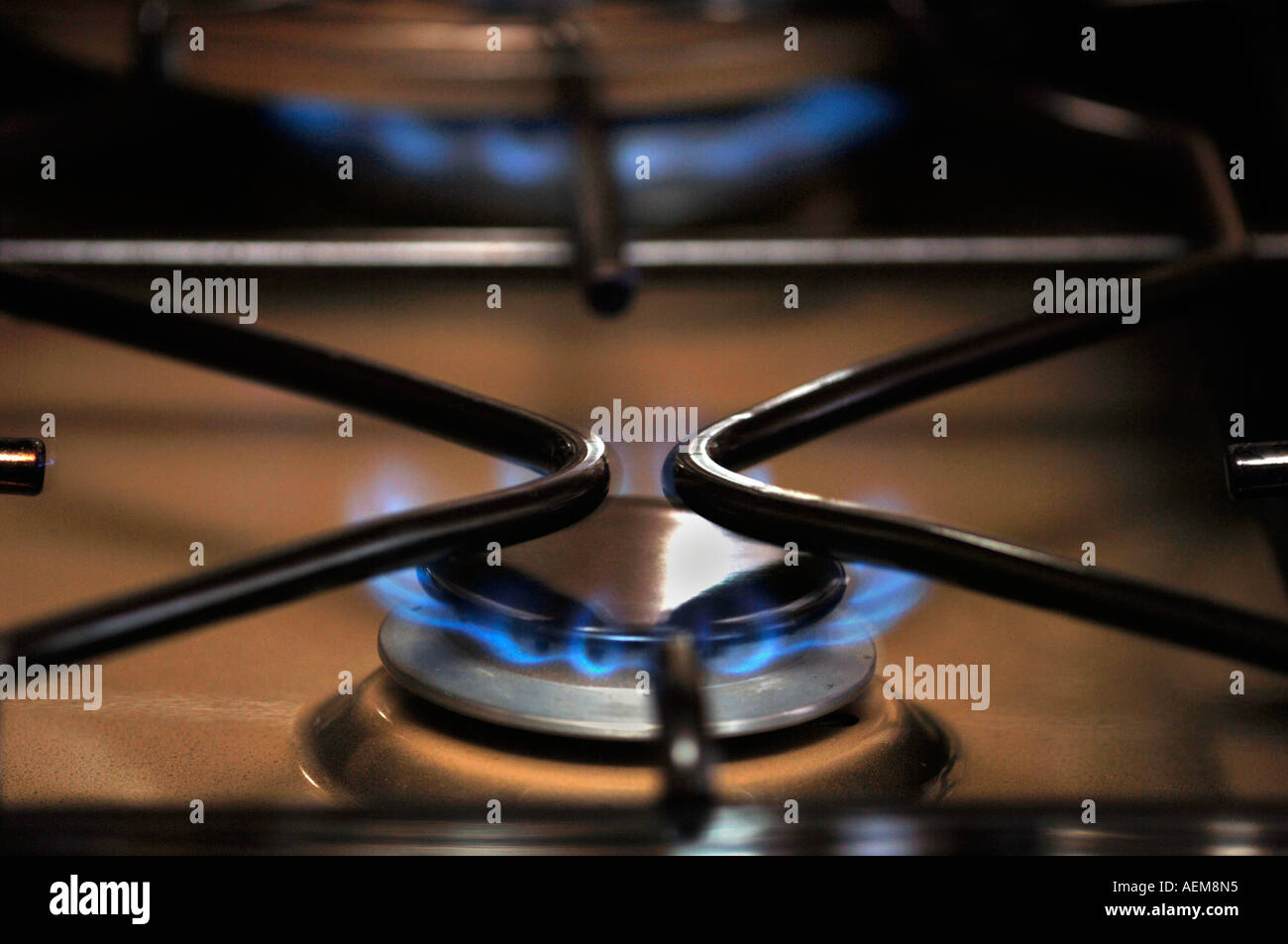 Gas Cooker Flames Stock Photo Alamy