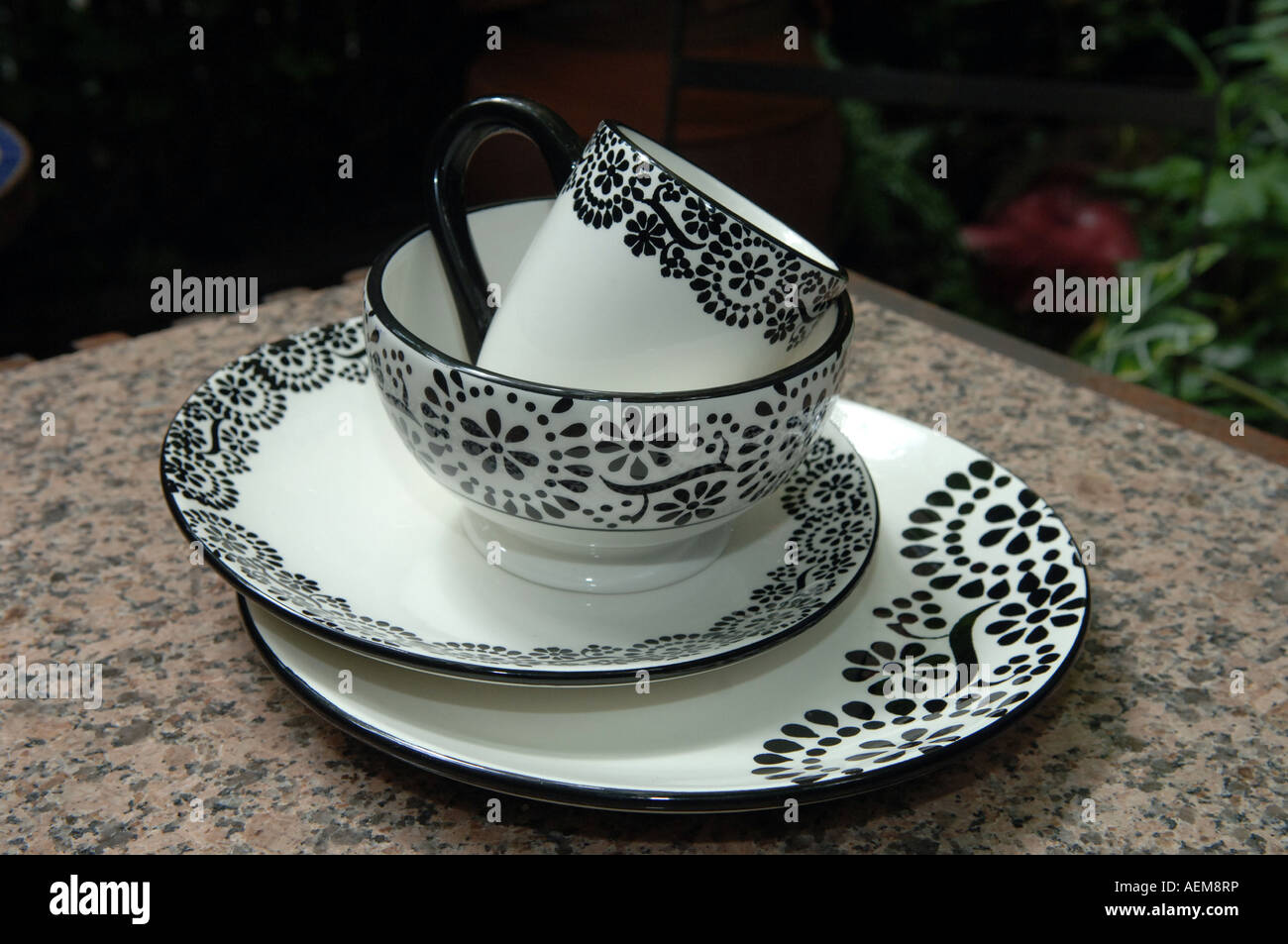 Cup and saucer set with matching plate Stock Photo Alamy