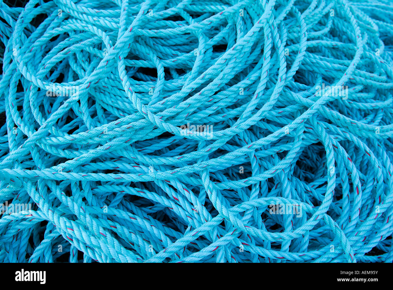 Entangled aqua rope Stock Photo - Alamy