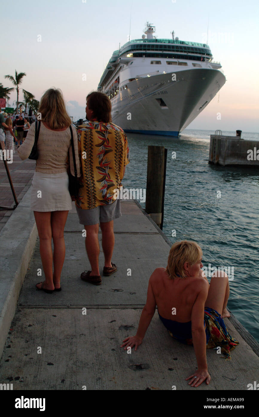 Key West Florida fl USA cruise ship at dusk Stock Photo - Alamy
