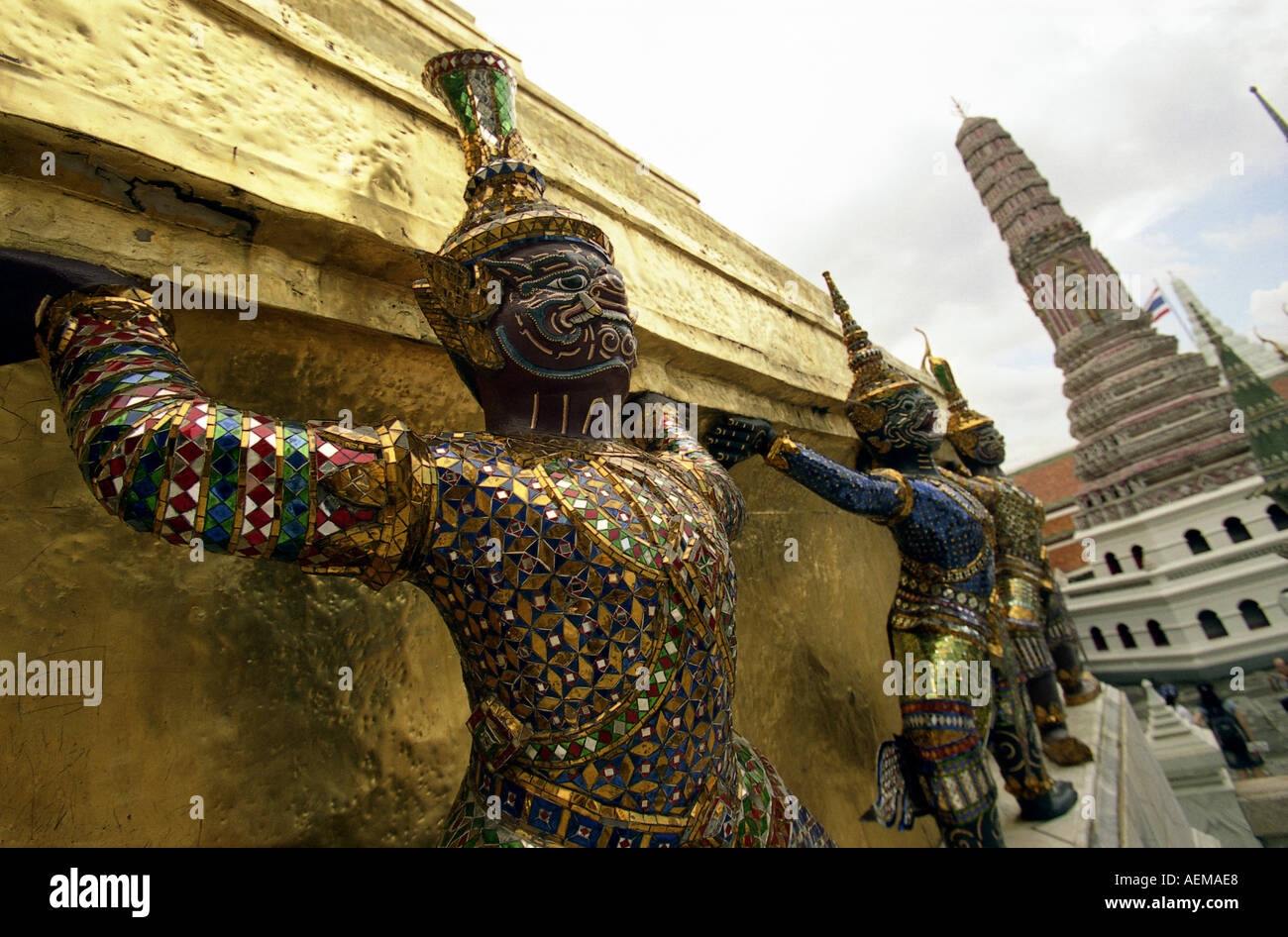 statues at the grand palace in bangkok thailand Stock Photo