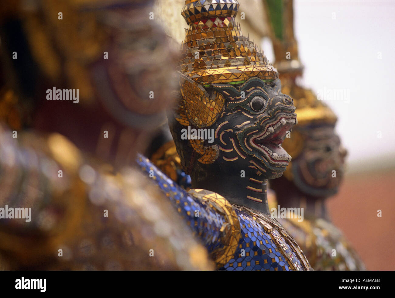 statues at the grand palace in bangkok thailand Stock Photo