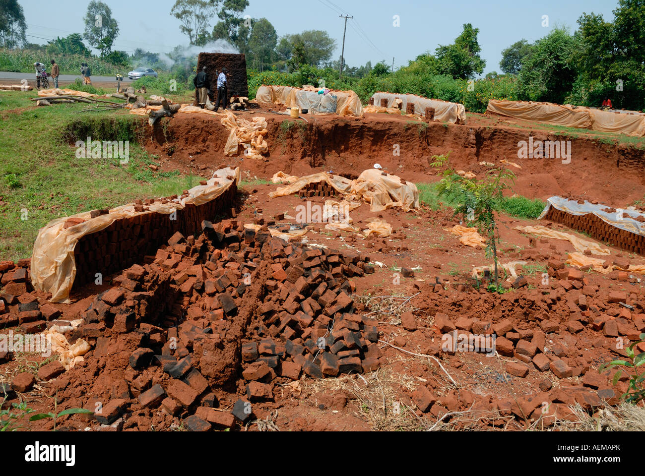 A clay pit used for brick making in Western Kenya at the side of the