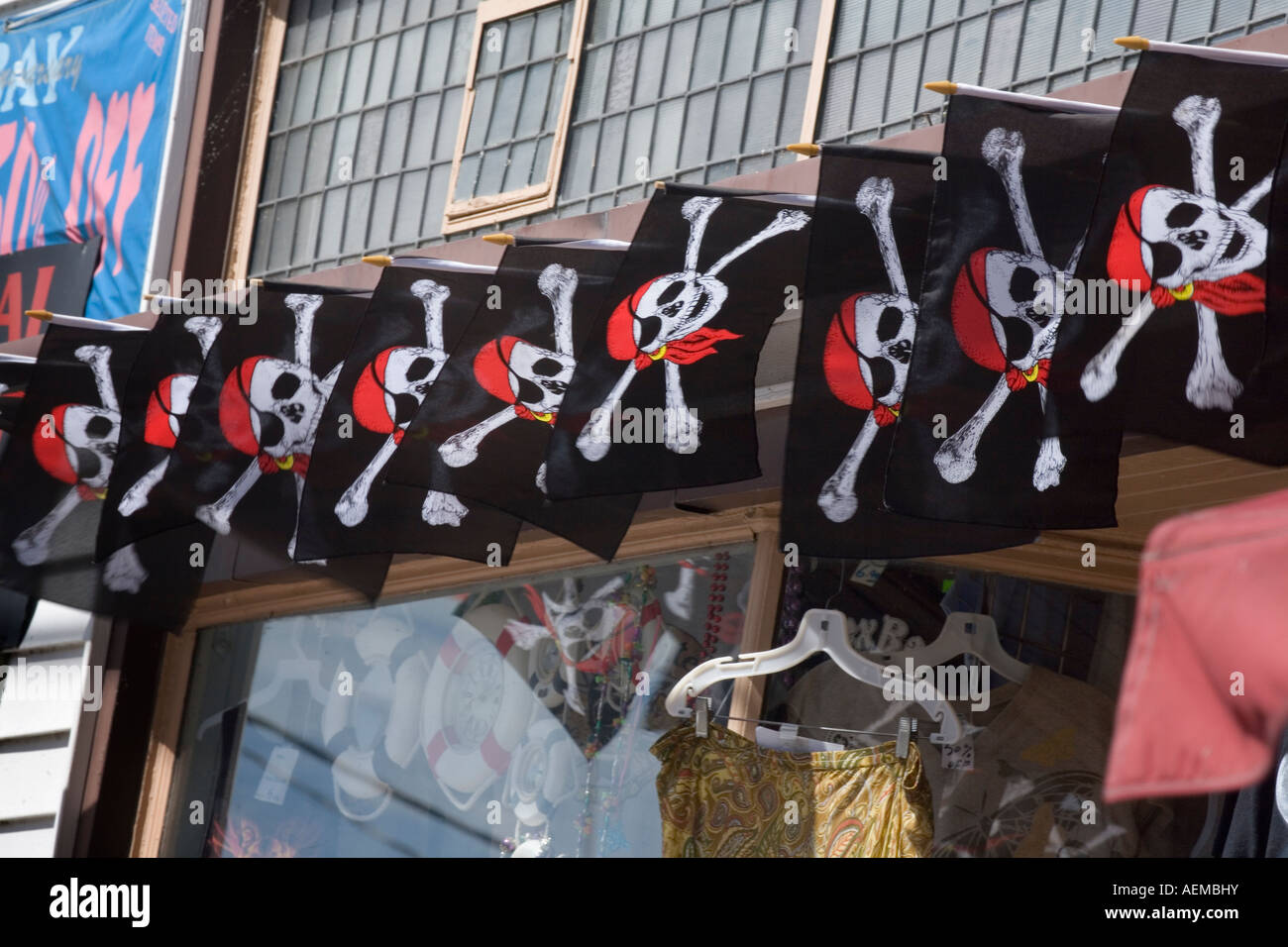 Pirate decorations Alexandria Bay Thousand Islands New York Stock Photo