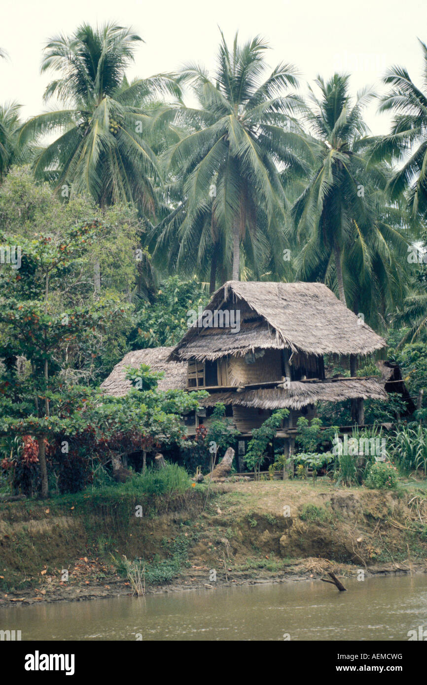 House along the Sepik River Papua New Guinea Stock Photo